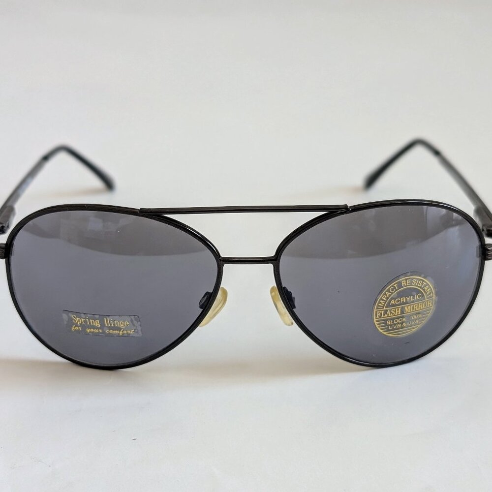 NWT Vintage 90's Aviator Metal Double Bridge Sport Sunglasses (D. Gunmetal)